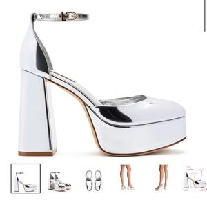 Larroude silver platform block heels